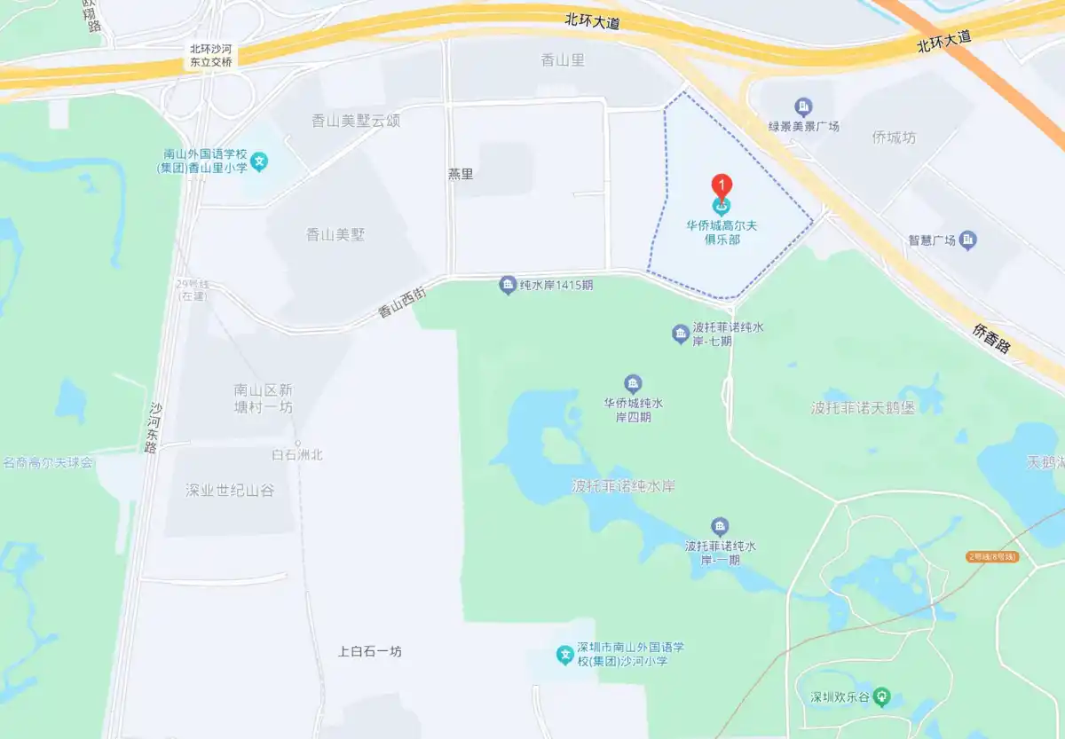 OCT 골프 클럽 지도입니다. 환러구 옆에 위치